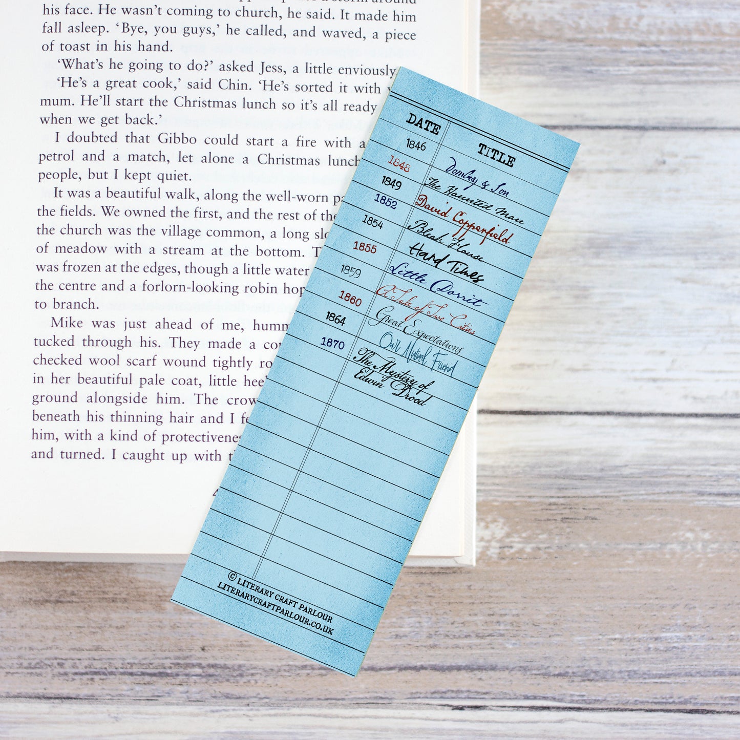 Charles Dickens Vintage Library Card Bookmark