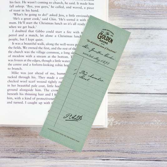 Dracula Bookmark Jonathan Harker's Hotel Receipt