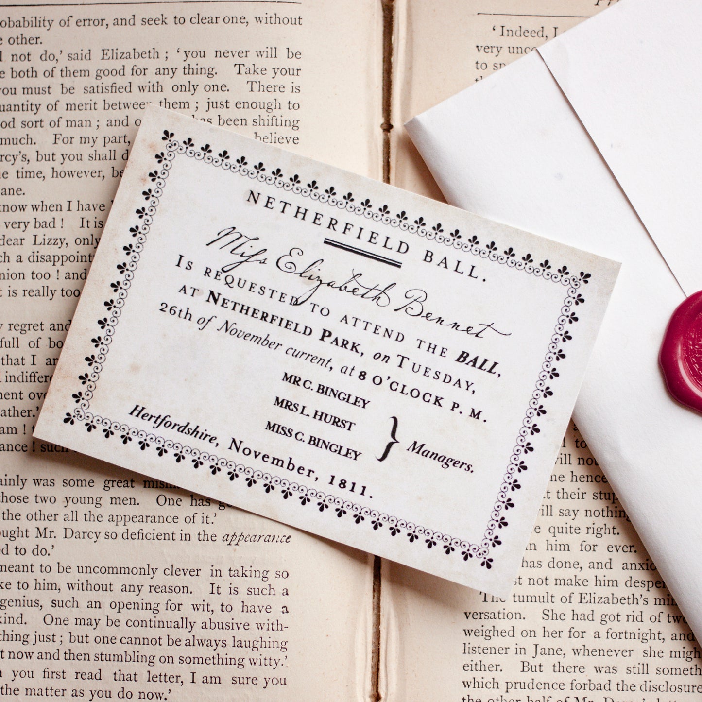 Jane Austen Bookmark Gift Set Wrapped in a Regency Style Letter
