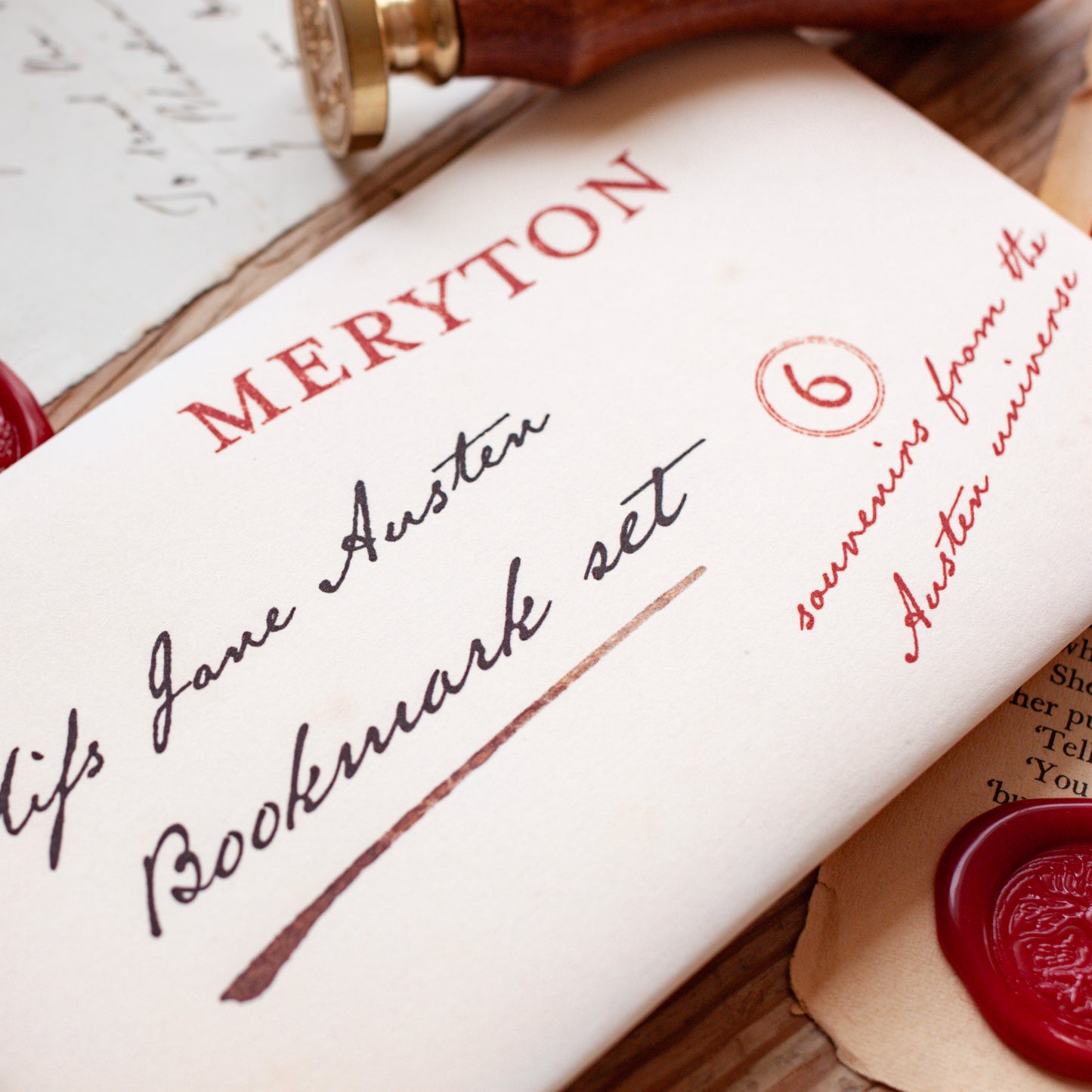 Jane Austen Bookmark Gift Set Wrapped in a Regency Style Letter