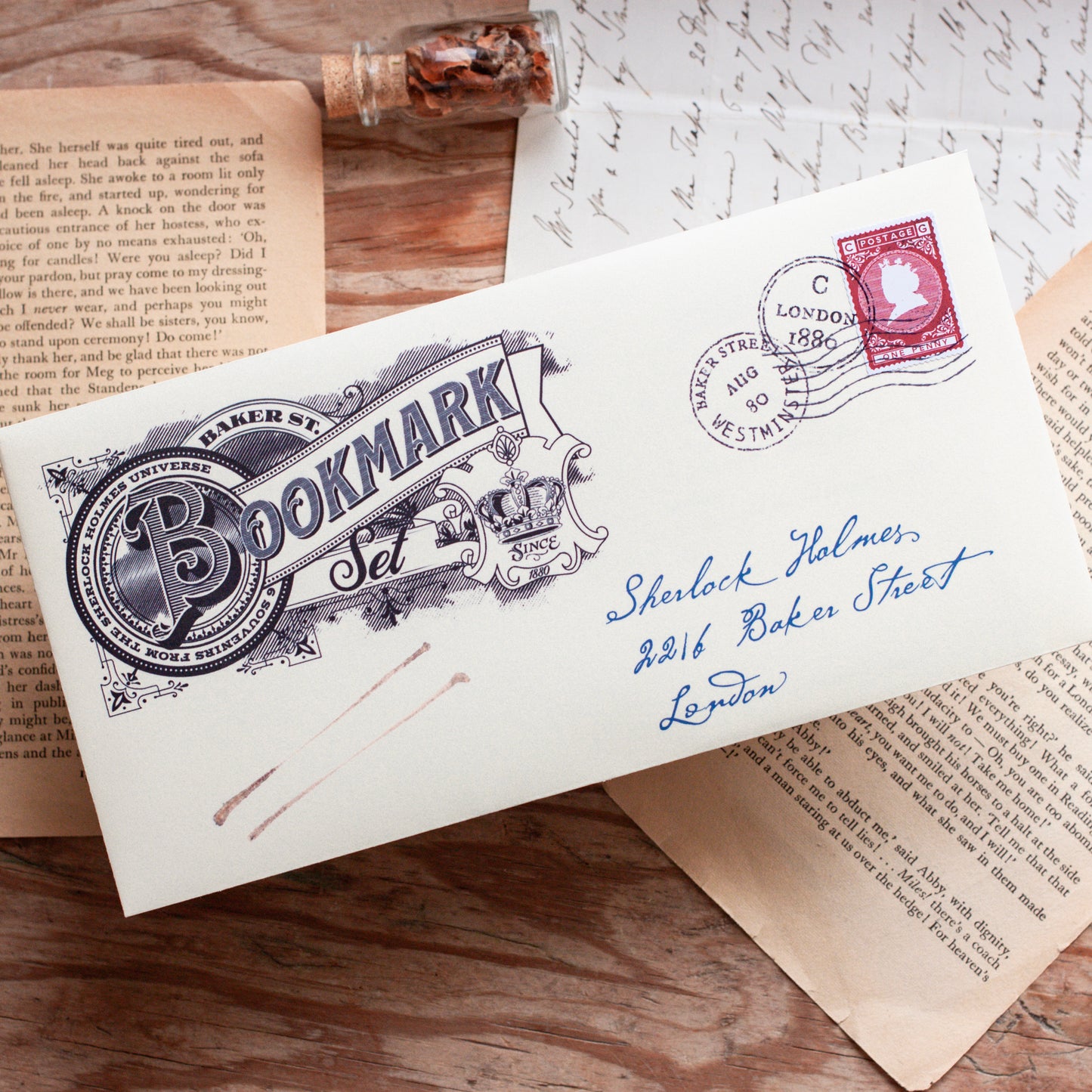 Sherlock Holmes Bookmark Gift Set Packaged in a Victorian Style Letter
