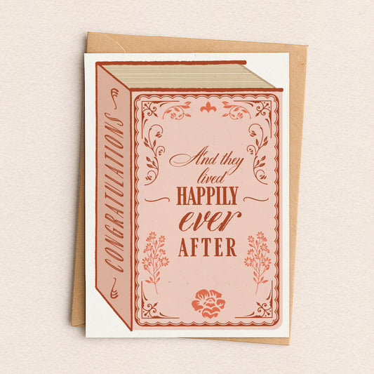 Book Greeting Card "Happily Ever After" Engagement Card