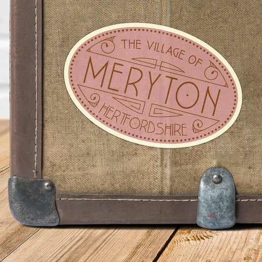 Pride and Prejudice Meryton Vintage Travel Label Vinyl Sticker