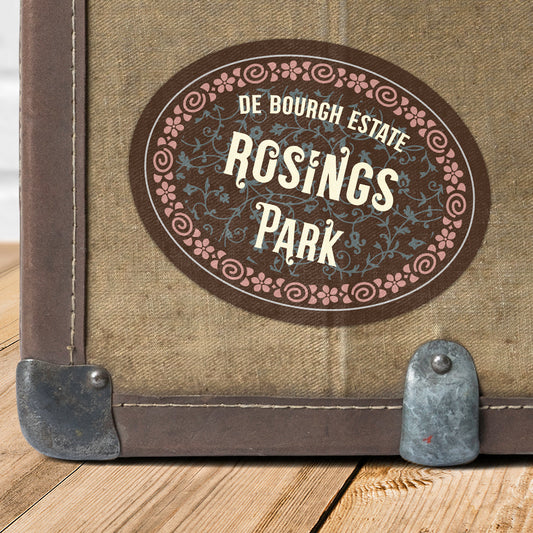 Pride and Prejudice Rosings Park Vintage Travel Label Vinyl Sticker
