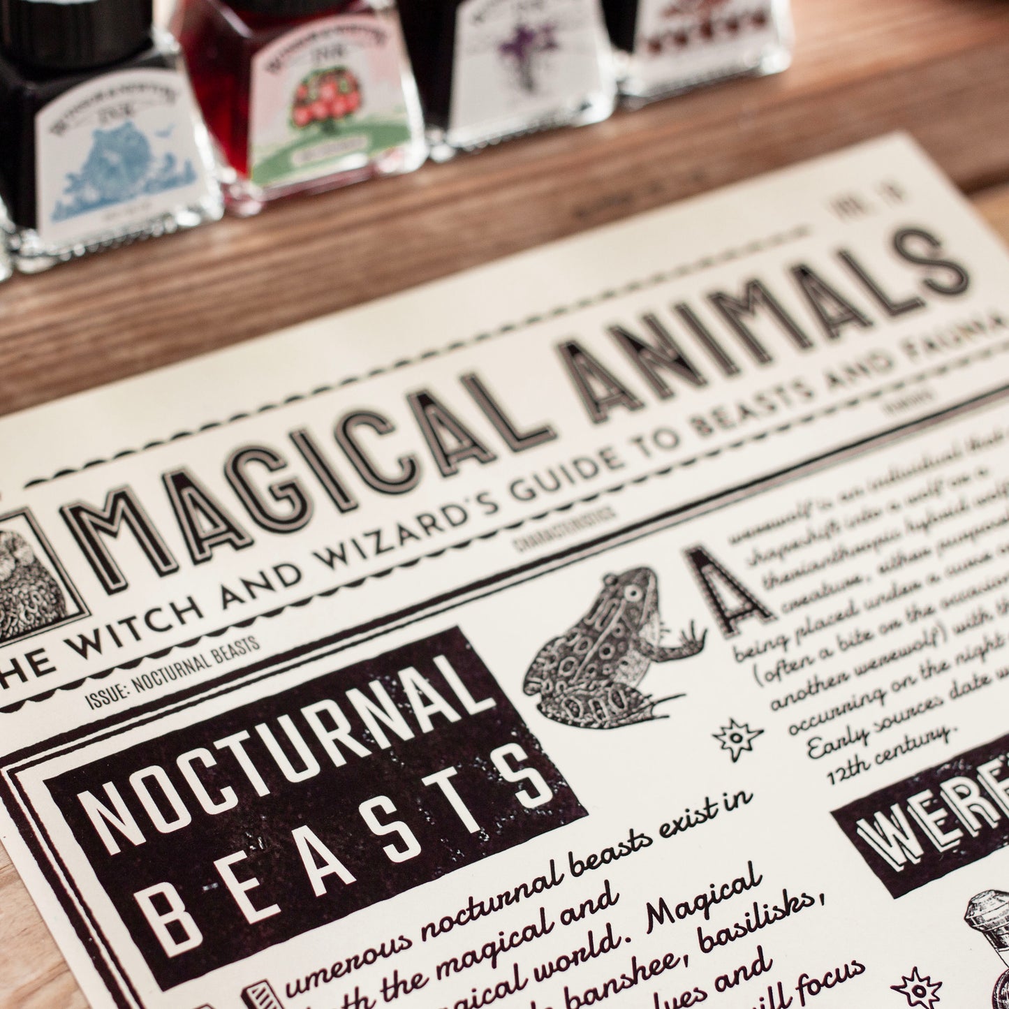 Wizard Newspaper Nocturnal Beasts Art Print