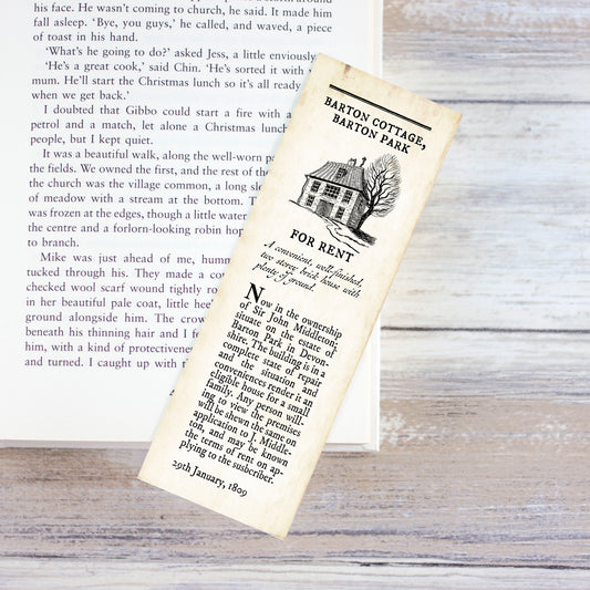 Sense and Sensibility Bookmark Barton Cottage Advertisement