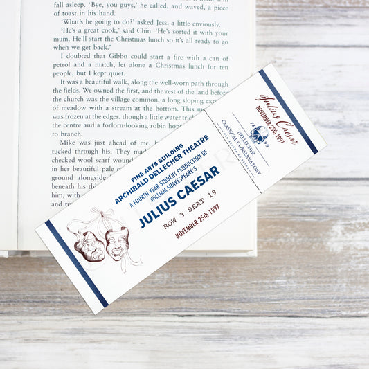 Dark Academia Shakespeare Play Ticket Bookmark