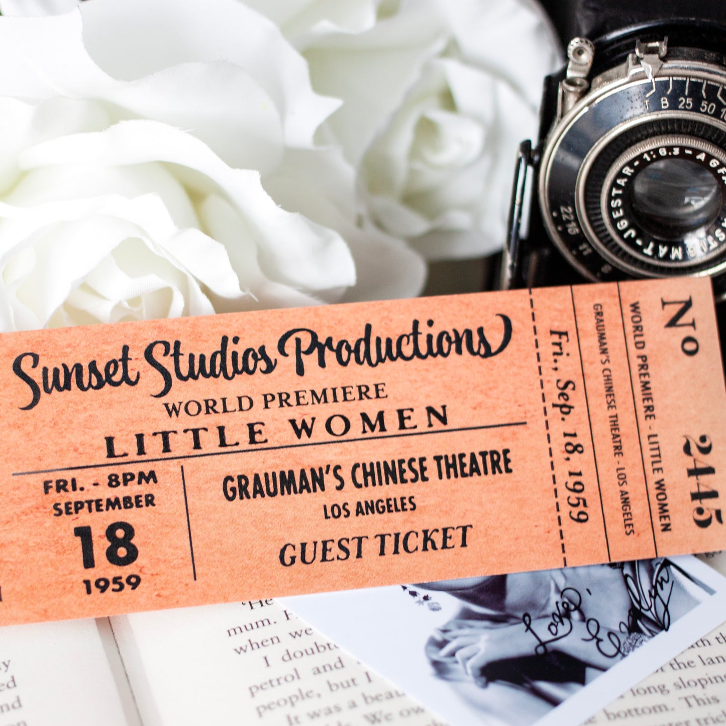 Old Hollywood Movie Ticket Bookmark