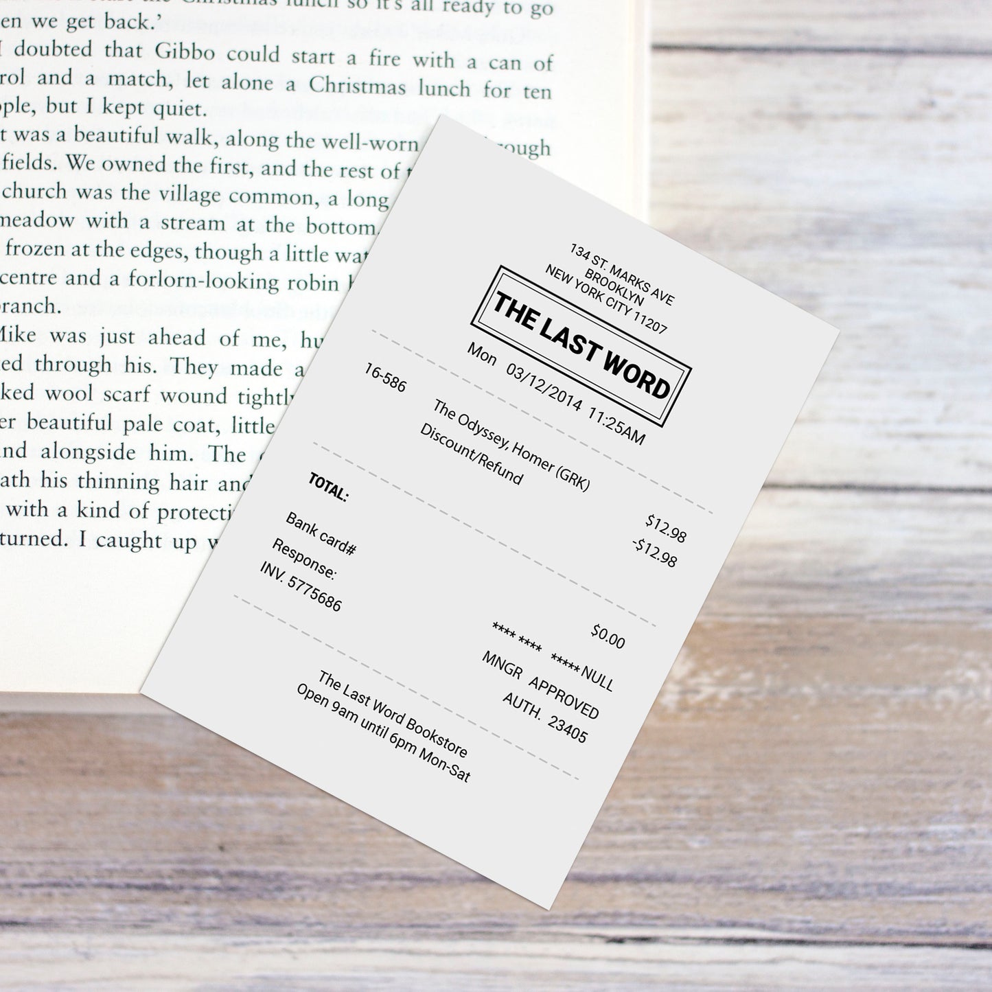 The Last Word Bookshop Receipt Bookmark