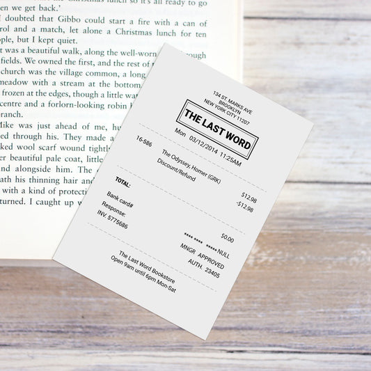 The Last Word Bookshop Receipt Bookmark