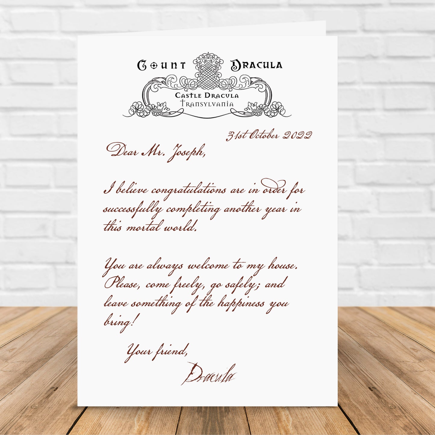 Personalised Dracula Birthday Card