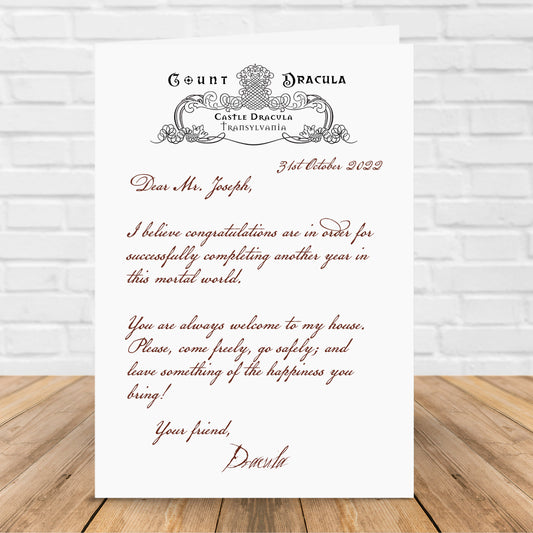 Personalised Dracula Birthday Card