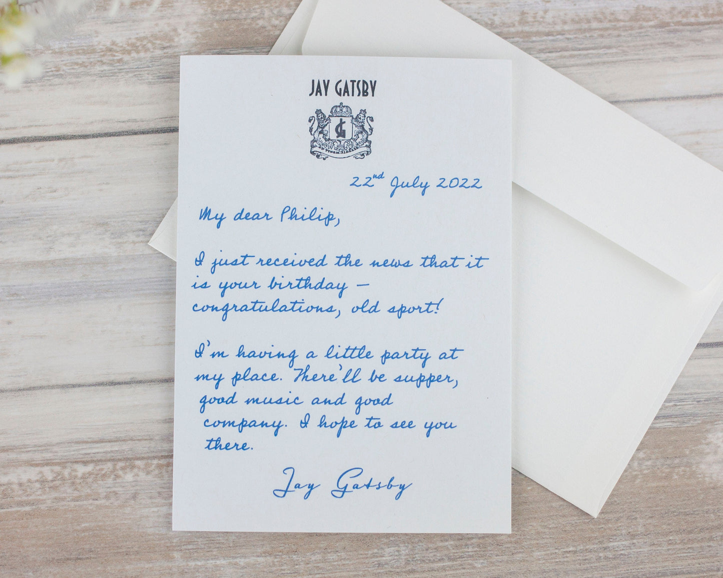Personalised Jay Gatsby Birthday Card