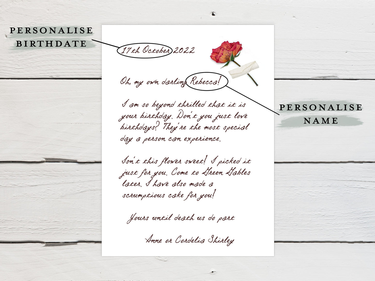Personalised Anne of Green Gables Birthday Card