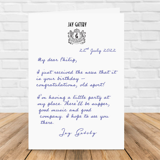 Personalised Jay Gatsby Birthday Card