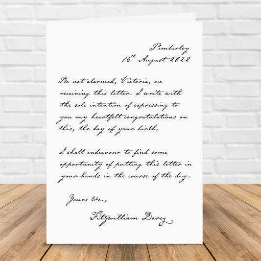 Personalised Mr Darcy Birthday Card