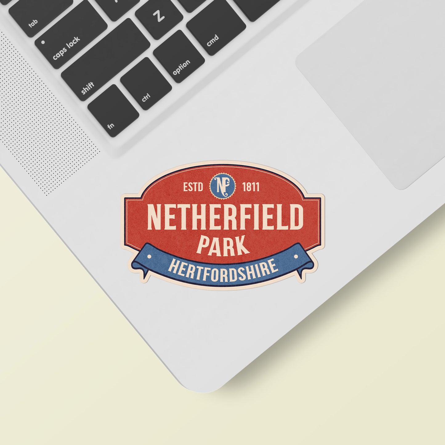 Pride and Prejudice Netherfield Park Vintage Travel Label Vinyl Sticker