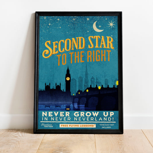 Second Star To The Right Vintage Poster Print