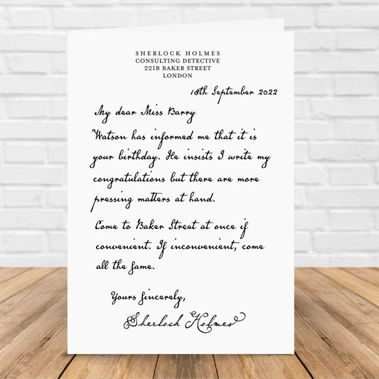 Personalised Sherlock Holmes Birthday Card