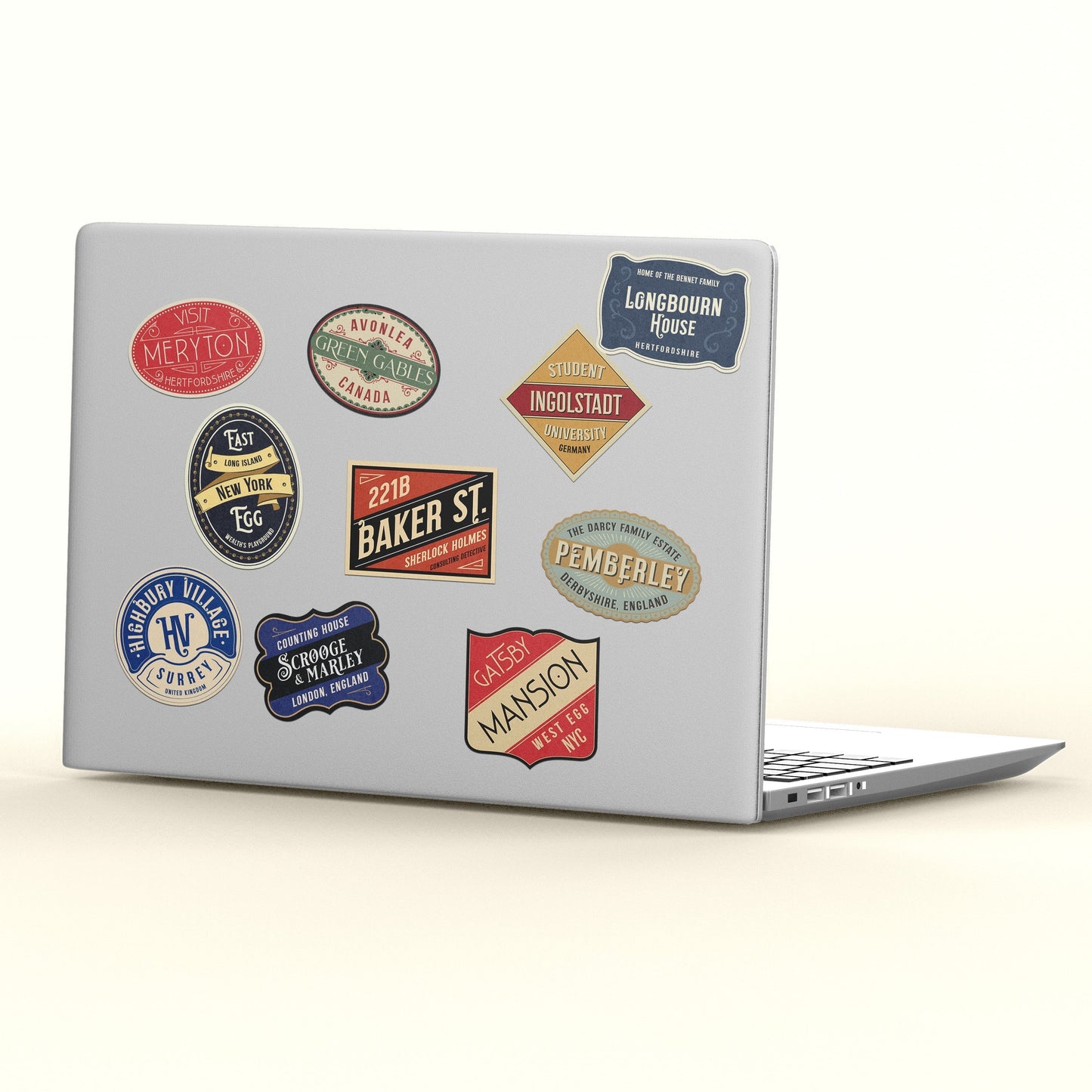 Pride and Prejudice Netherfield Park Vintage Travel Label Vinyl Sticker