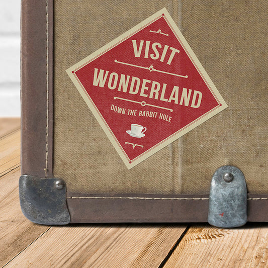 Wonderland Vintage Travel Label Vinyl Sticker