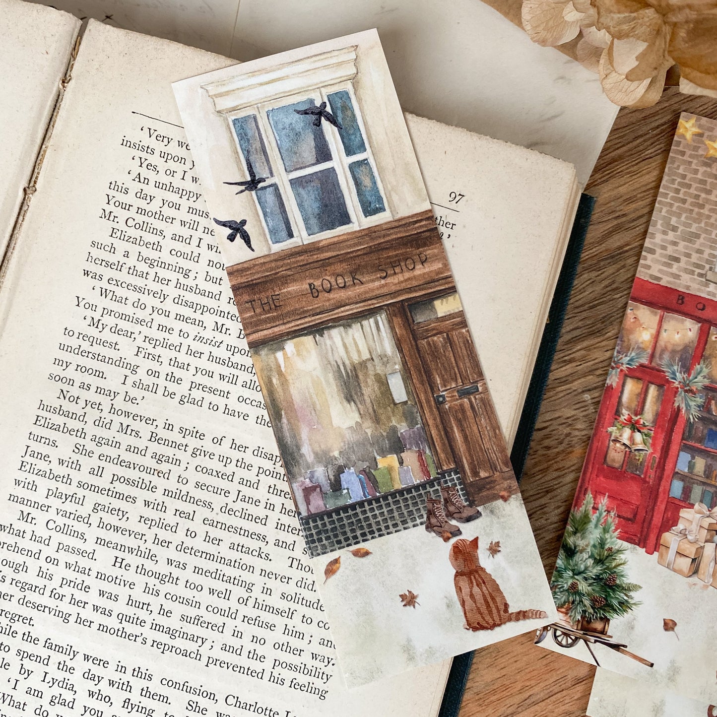 Bookshop Storefront in Autumn Bookmark