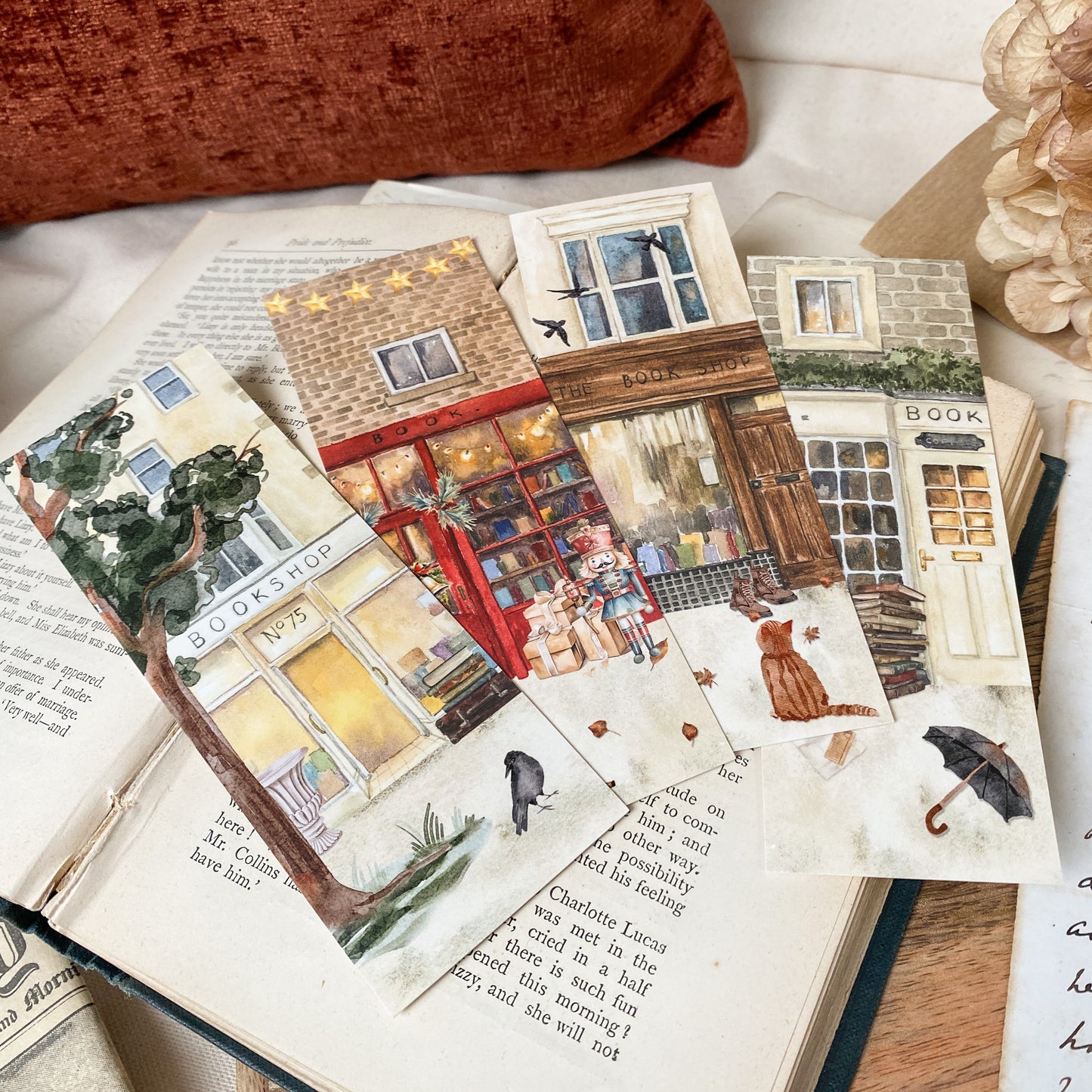 Bookshop Storefront in the Rain Bookmark