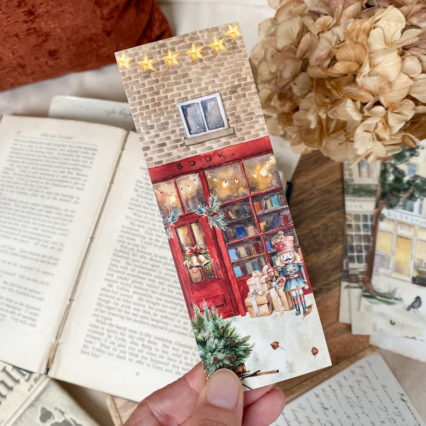 Set of 4 Bookshop Storefront Bookmarks
