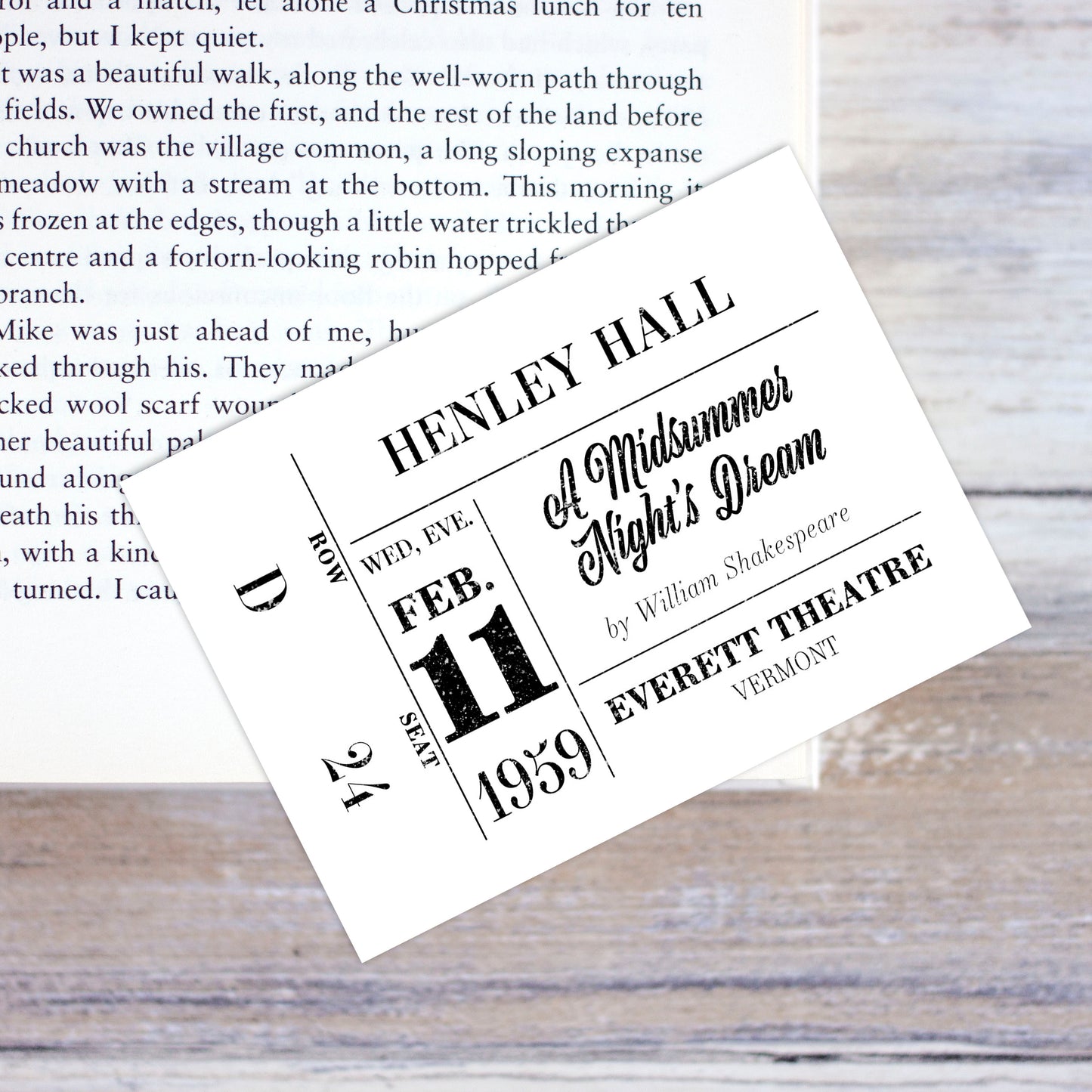 A Midsummer Night's Dream Ticket Henley Hall Bookmark