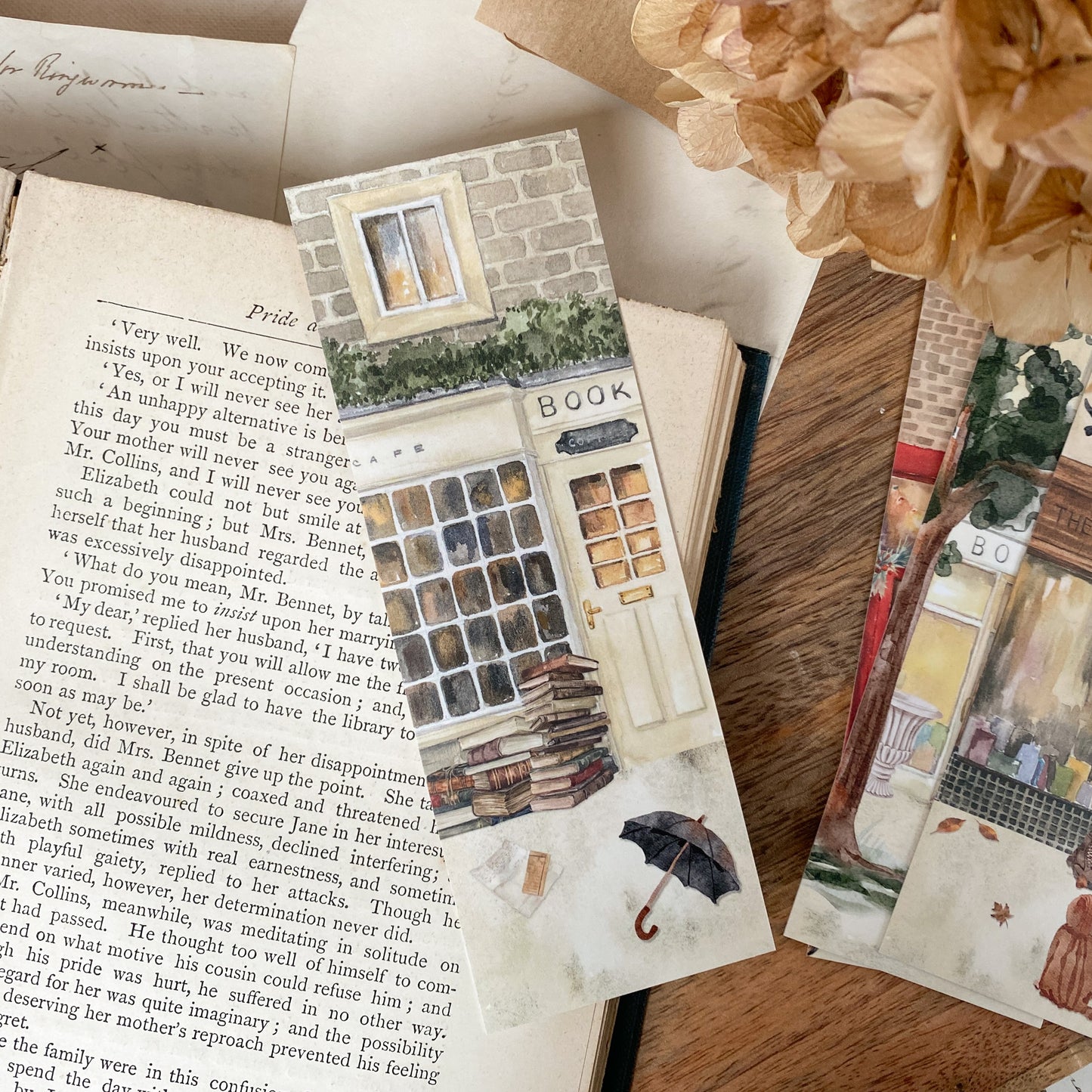 Bookshop Storefront in the Rain Bookmark