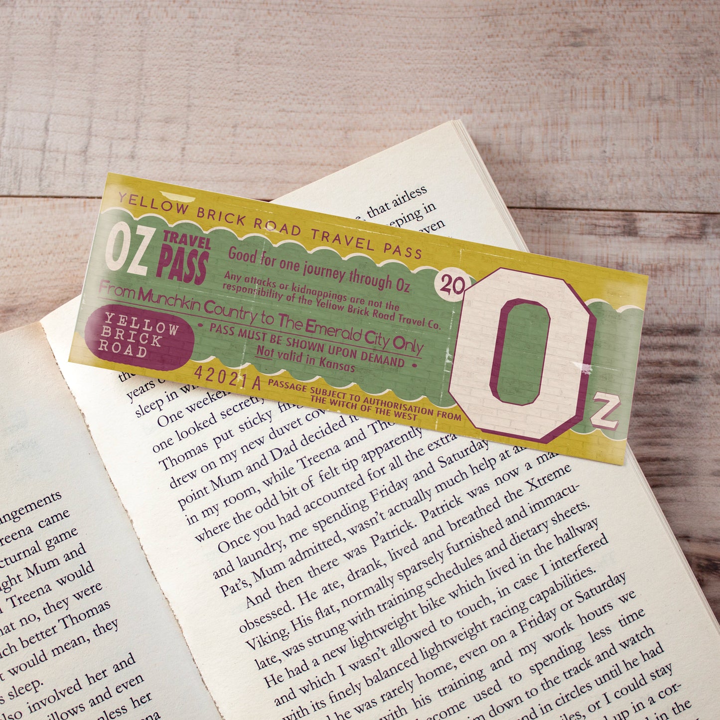 Wizard of Oz Yellow Brick Road Travel Pass Bookmark