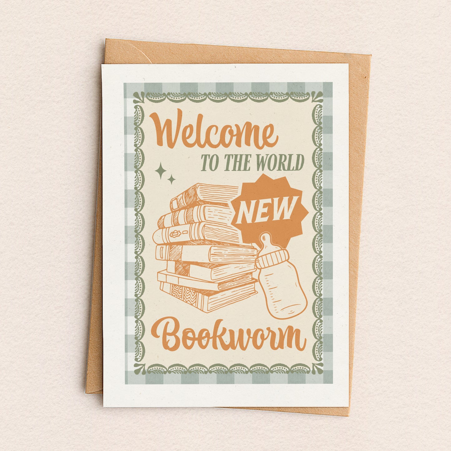 New Baby Bookworm Greeting Card
