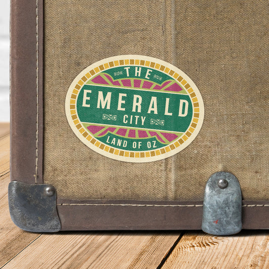 The Emerald City Vintage Travel Label Vinyl Sticker