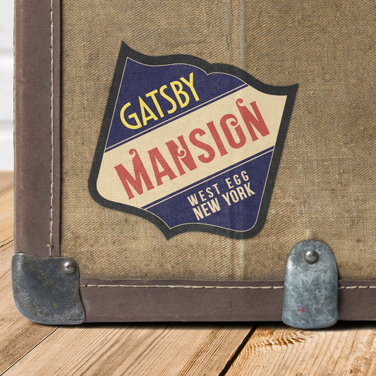Gatsby Mansion Vintage Travel Label Vinyl Sticker