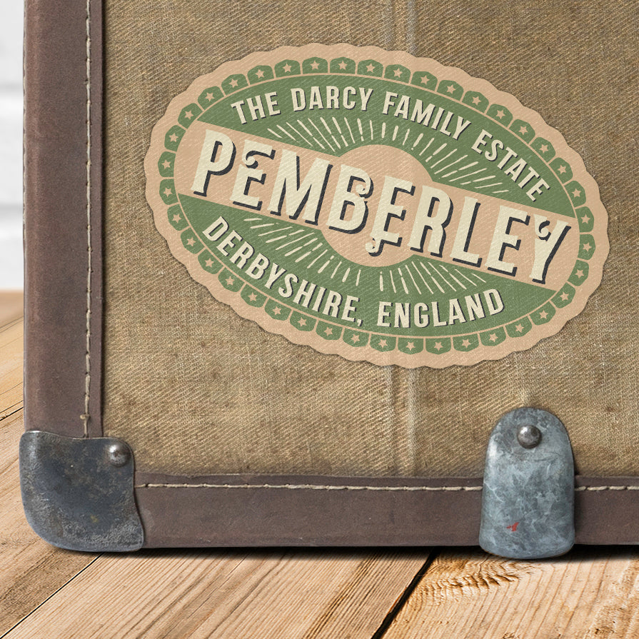 Pride and Prejudice Vintage Travel Labels Pack of 6 Vinyl Stickers