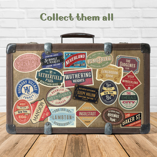 Fictional Locations Vintage Travel Labels Pack of 20 Vinyl Stickers