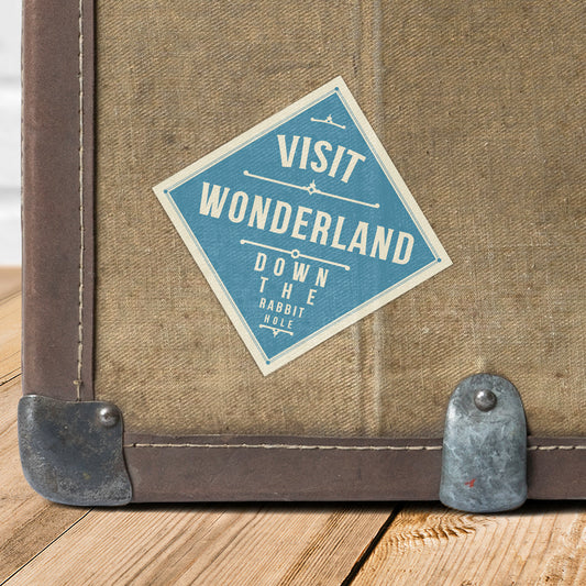 Wonderland Vintage Travel Label Vinyl Sticker