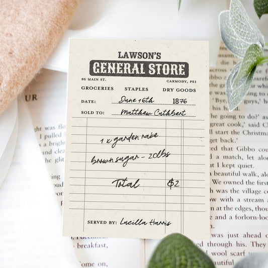Anne of Green Gables Bookmark Lawson's General Store Receipt