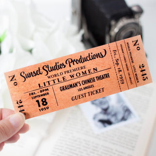 Old Hollywood Movie Ticket Bookmark