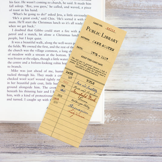 Jane Austen Library Card Bookmark