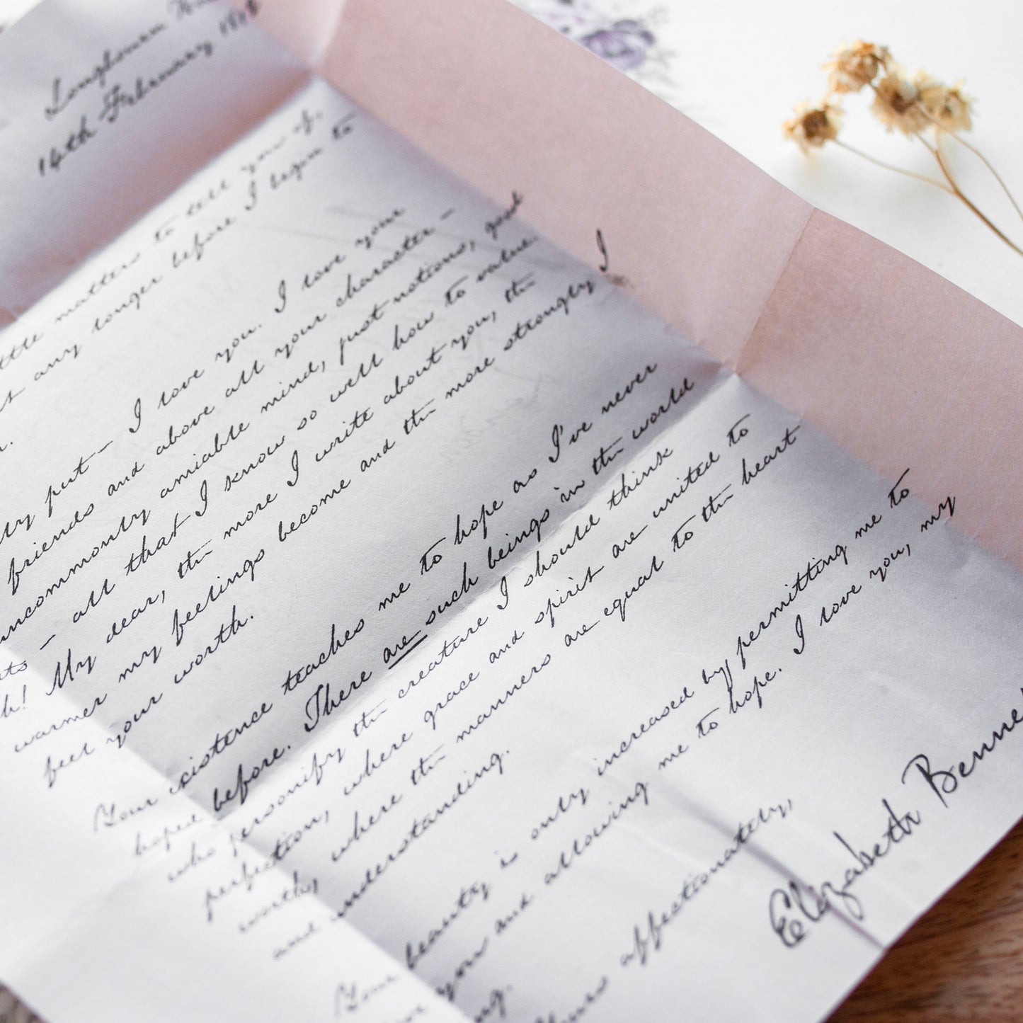 Personalised Love Letter from Elizabeth Bennet