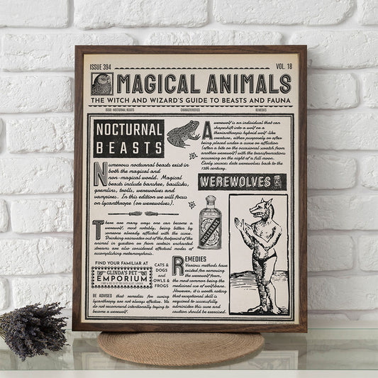 Wizard Newspaper Nocturnal Beasts Art Print