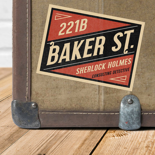 221b Baker Street Vintage Travel Label Vinyl Sticker
