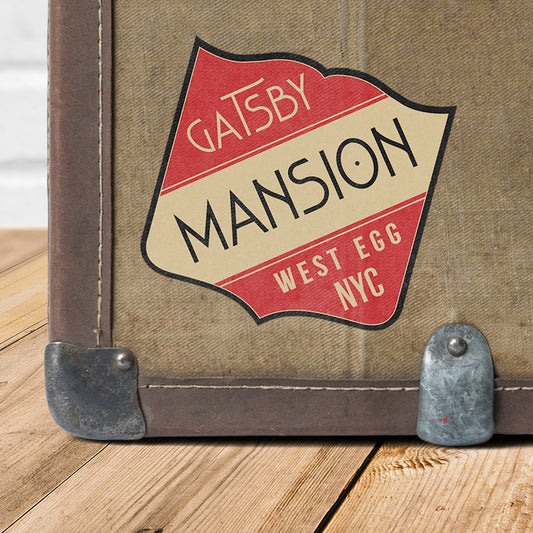 Gatsby Mansion Vintage Travel Label Vinyl Sticker