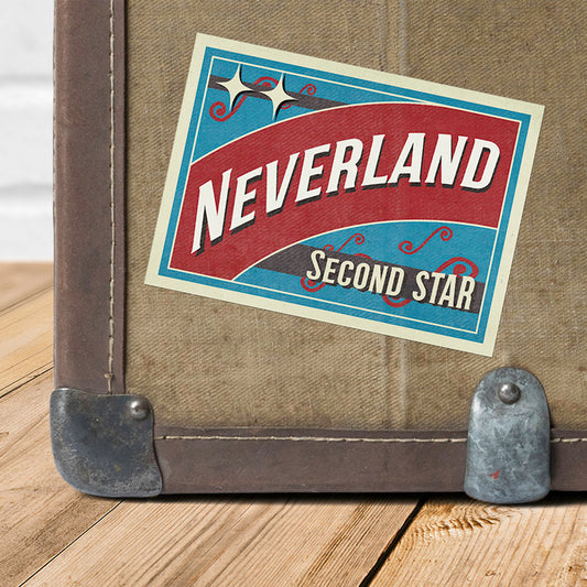 Peter Pan Neverland Vintage Travel Label Vinyl Sticker