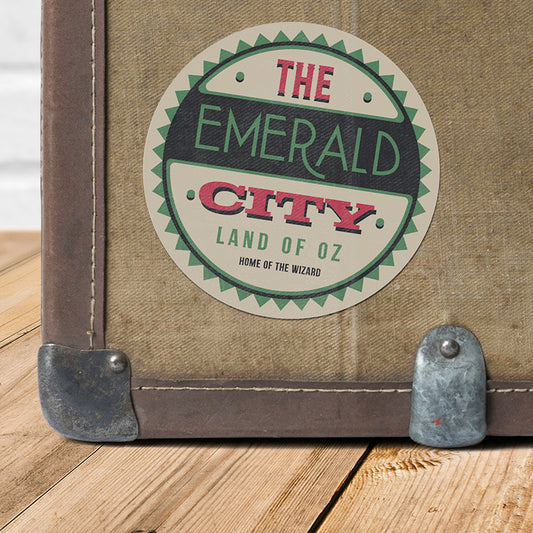The Emerald City Vintage Travel Label Vinyl Sticker