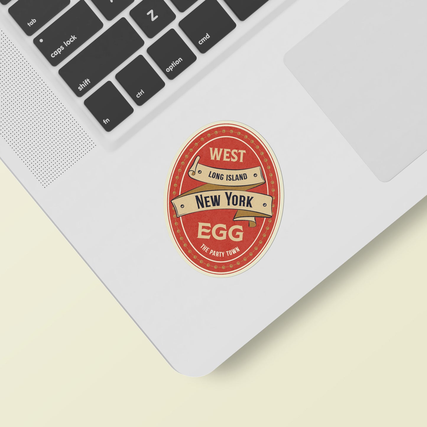The Great Gatsby West Egg Vintage Travel Label Vinyl Sticker